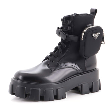 Prada Monolith Combat Boots Leather and Nylon