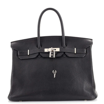 Hermes Birkin Handbag Black Chevre de Coromandel with Palladium Hardware 30
