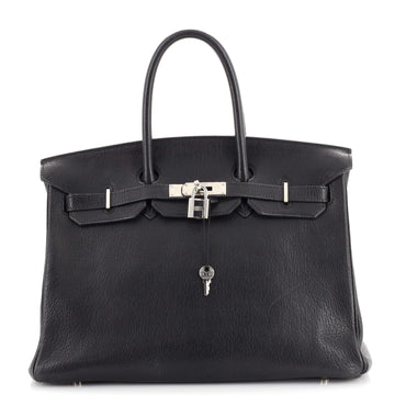 Hermes Birkin Handbag Black Chevre de Coromandel with Palladium Hardware 30