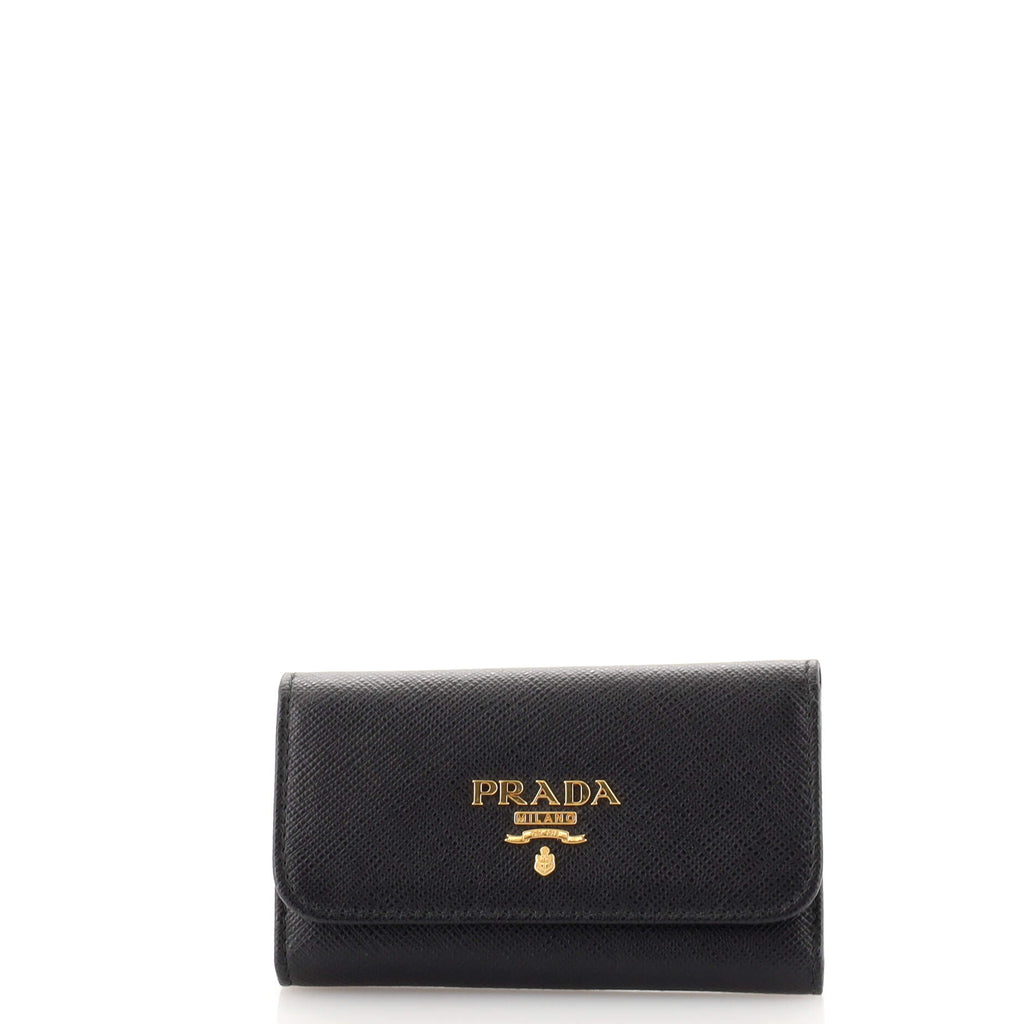 Prada Saffiano Leather Black Key Holder Wallet