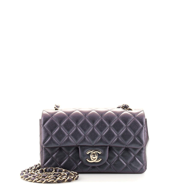 Chanel Vintage Classic Single Flap Bag Quilted Iridescent Calfskin