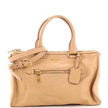 Prada Front Zip Convertible Satchel Vitello Daino Medium