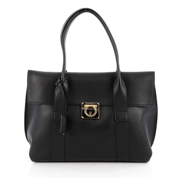 Salvatore Ferragamo Sookie Satchel Leather Medium Black