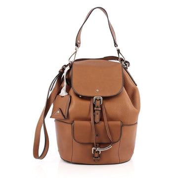 Burberry Front Pocket Bucket Bag Leather Medium Brown