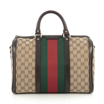 Gucci Vintage Web Boston Bag GG Canvas Medium Brown 1865602