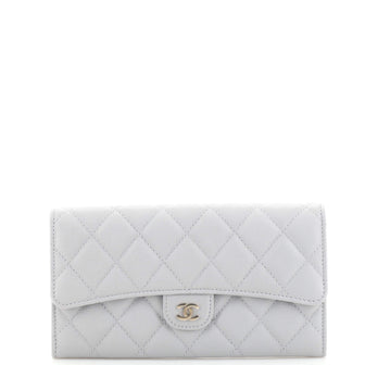 Chanel CC Gusset Classic Flap Wallet Quilted Caviar Long