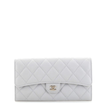 Chanel CC Gusset Classic Flap Wallet Quilted Caviar Long
