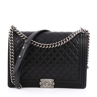 Chanel Boy Flap Bag Quilted Lambskin Large Black