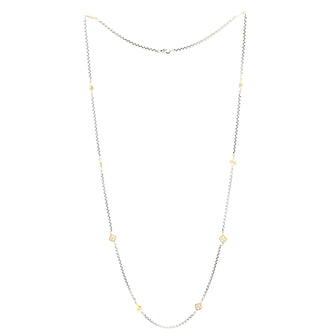 David Yurman Logo Station Box Chain Necklace Sterling Silver with 14K Yellow Gold