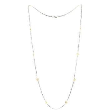 David Yurman Logo Station Box Chain Necklace Sterling Silver with 14K Yellow Gold