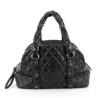Chanel Lady Braid CC Bowler Bag Quilted Lambskin Black 1866801