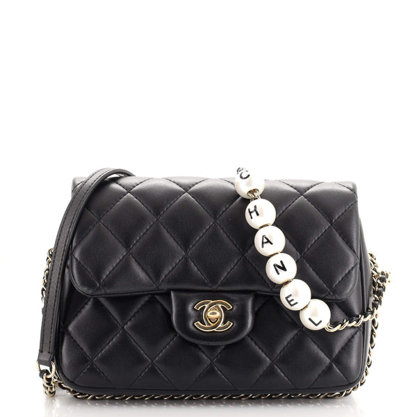 Chanel My Precious Pearls Chain Flap Bag Quilted Lambskin Small Black  1866811