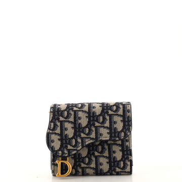 Christian Dior Saddle Lotus Wallet Oblique Canvas Mini