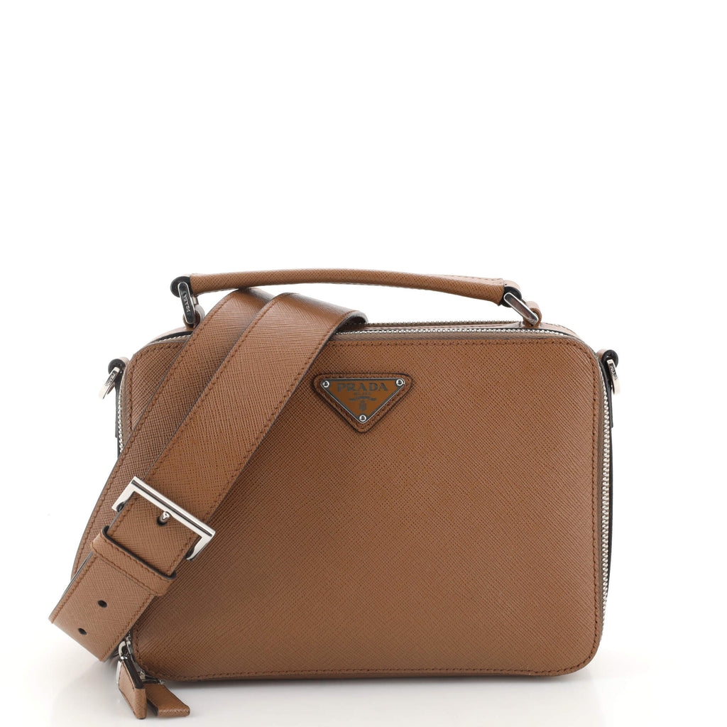 Prada Brique Crossbody Bag Saffiano Leather Small Brown 1867282