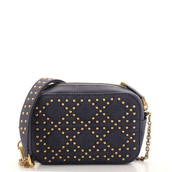 Christian Dior Lady Dior Camera Bag Cannage Studded Denim
