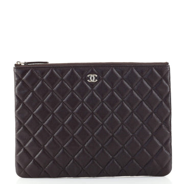 Chanel O Case Clutch Quilted Caviar Medium