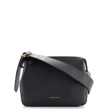 Burberry Helmsley Crossbody Bag Leather with House Check Canvas Small