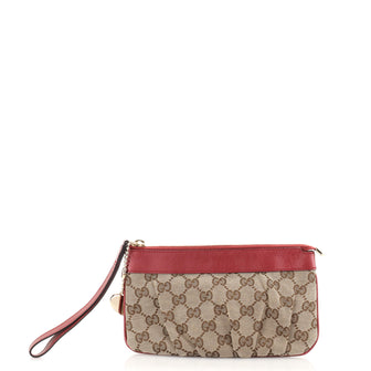 Gucci Zip Wristlet Pouch GG Canvas