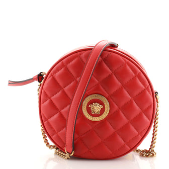 Versace La Medusa Round Camera Bag Quilted Leather Small