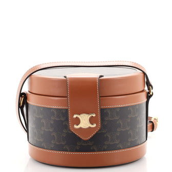 Celine Tambour Bag Triomphe Coated Canvas Medium