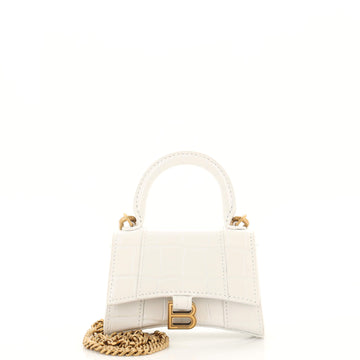 Balenciaga Hourglass Top Handle Bag Crocodile Embossed Leather Mini
