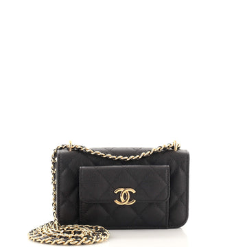 Chanel Pocket Twins Clutch with Chain Quilted Caviar