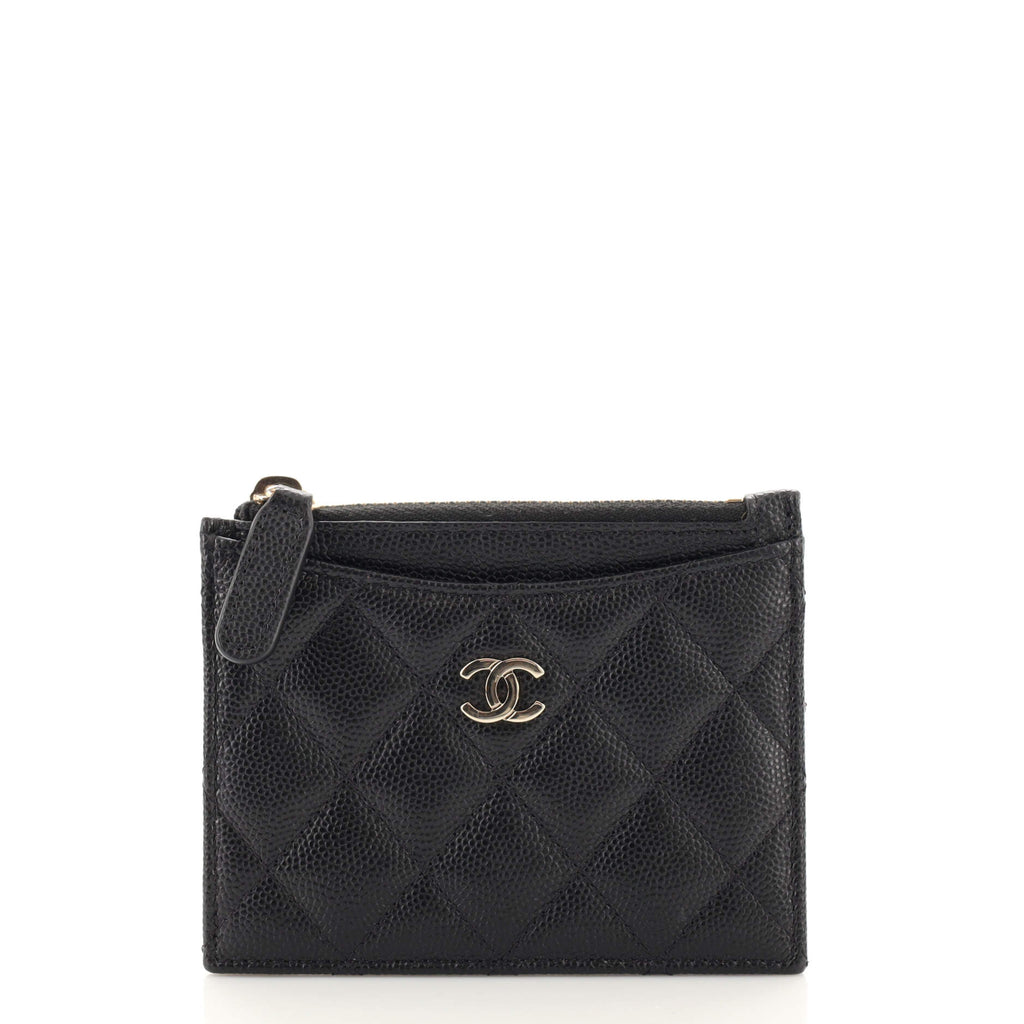 Chanel CC Zip Card Holder Quilted Caviar Black 1868362