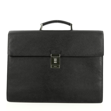 Prada Combination Lock Briefcase Saffiano Leather Black