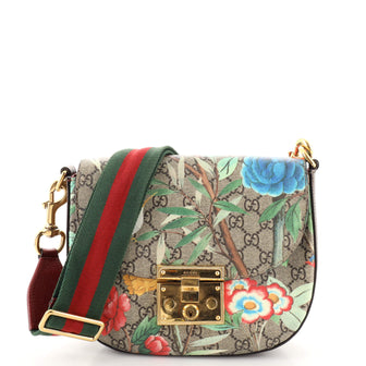 Gucci Padlock Saddle Shoulder Bag Tian Print GG Coated Canvas Medium