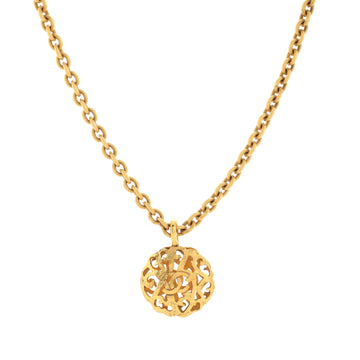 Chanel Vintage CC Round Pendant Necklace Metal