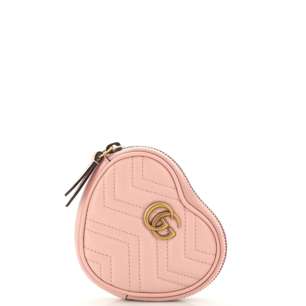 gucci pink monogram heart coin purse