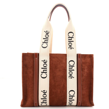 Chloe Woody Tote Suede with Canvas Medium