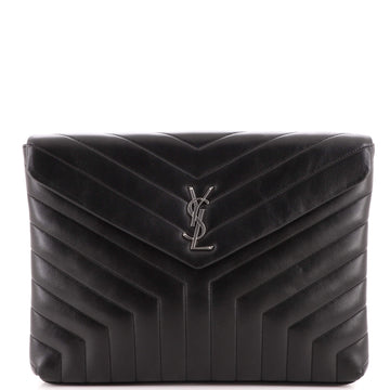 Saint Laurent LouLou Document Clutch Matelasse Chevron Leather