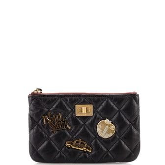 Chanel Lucky Charms Reissue 2.55 O Case Pouch Quilted Aged Calfskin Mini