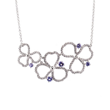 Tiffany & Co. Paper Flowers Open Cluster Necklace Platinum with Diamonds and Tanzanites