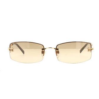 Chanel CC Rectangular Sunglasses Metal with Crystal