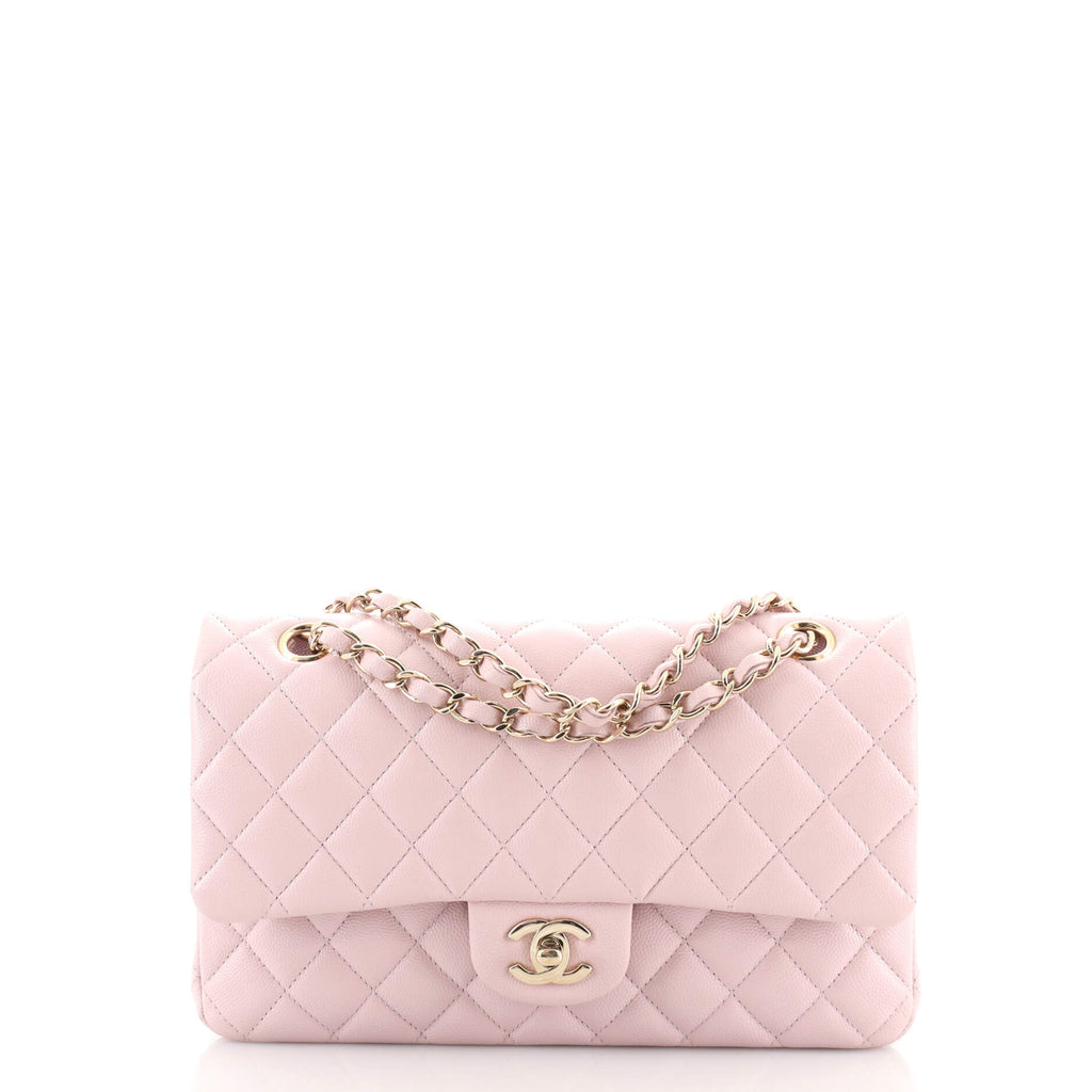Chanel Pink Quilted Caviar Jumbo Double Flap Bag Gold Hardware