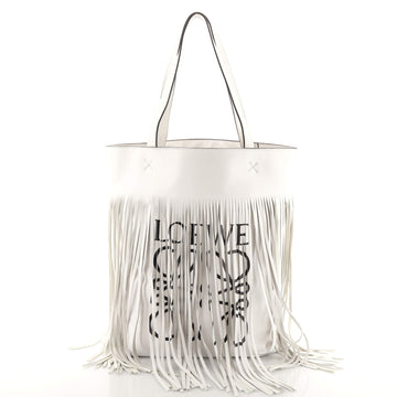 Loewe Vertical Logo Fringe Tote Printed Leather