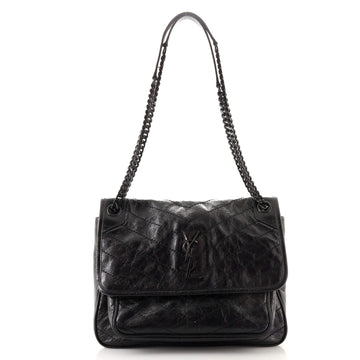 Saint Laurent Niki Chain Flap Bag Matelasse Chevron Leather Medium