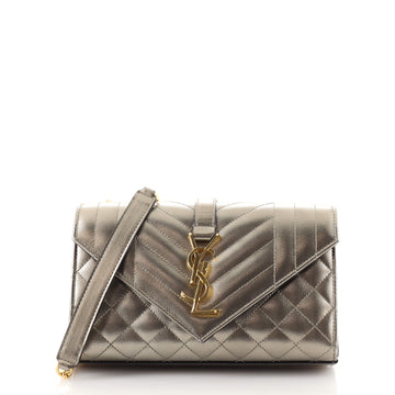 Saint Laurent Classic Monogram Envelope Satchel Mixed Matelasse Leather Small