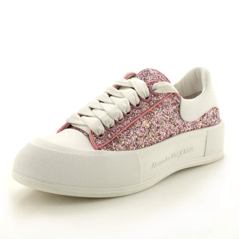 Alexander McQueen Women's Deck Plimsoll Sneakers Glitter Leather