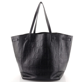 Celine Phantom Tie Cabas Tote Crocodile Embossed Leather Medium