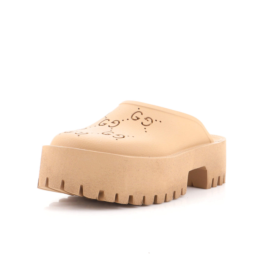 Gucci Women's Platform Mules Perforated GG Rubber 186927