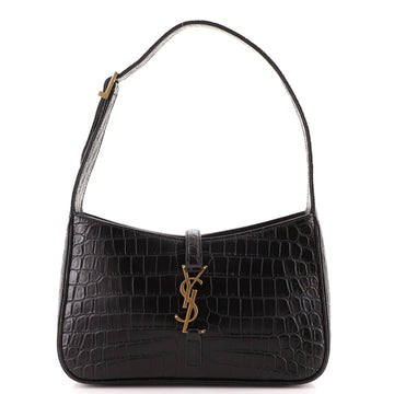 Saint Laurent Le 5 a 7 Hobo Crocodile Embossed Leather Small