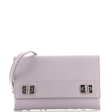 Prada Double Turnlock Chain Shoulder Bag Saffiano Leather Small