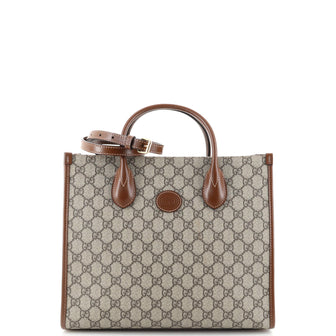 Gucci Structured Top Handle Open Tote GG Coated Canvas Small