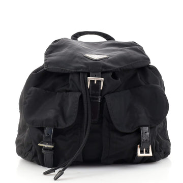 Prada Vela Double Front Pocket Backpack Tessuto with Saffiano Leather Medium