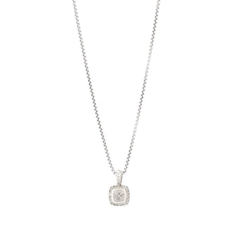 David Yurman Petite Albion Pendant Necklace Sterling Silver with Pave Diamonds