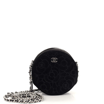 Chanel Round Clutch with Chain Camellia Velvet
