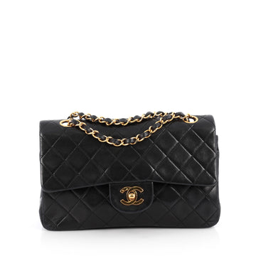 Chanel Vintage Classic Double Flap Bag Quilted Lambskin Small Black